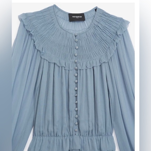 The Kooples Short Sky Blue Dress with Floaty Frills - Picture 13 of 16